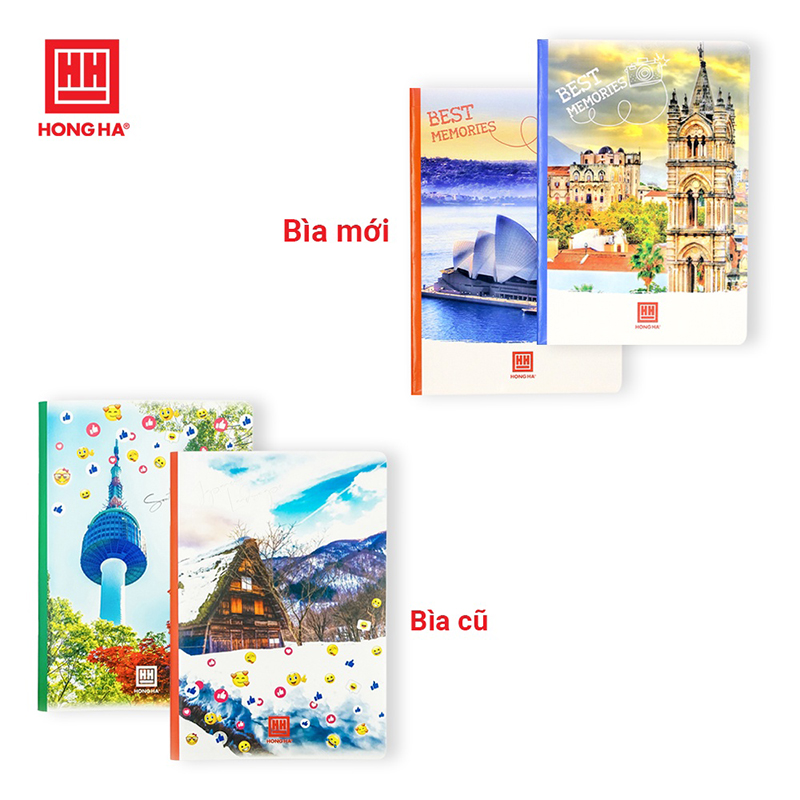 Vở kẻ ngang Hồng Hà 120 trang - Gáy ghim - Sao Mai Best memories 1687 định lượng 55-57gm2 độ sáng 82-84 ISO (Giao bìa ngẫu nhiên)