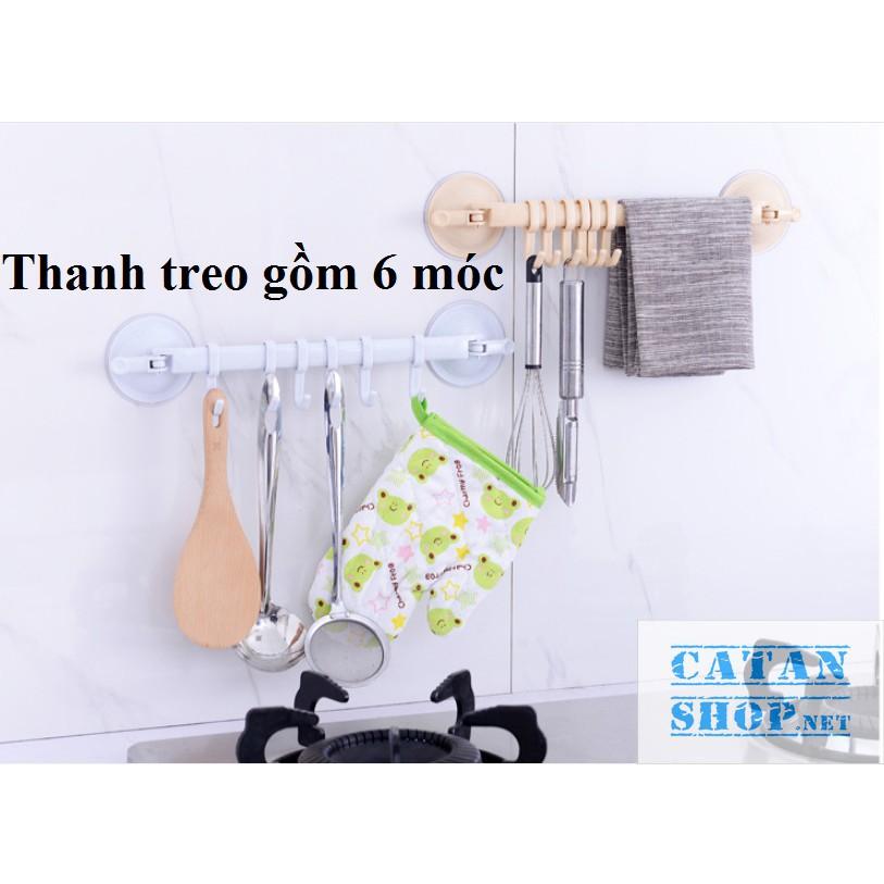 Thanh móc treo đồ nút hít tường,tủ quần áo, nhà bếp, có 6 móc chịu lực tiết kiệm diện tích