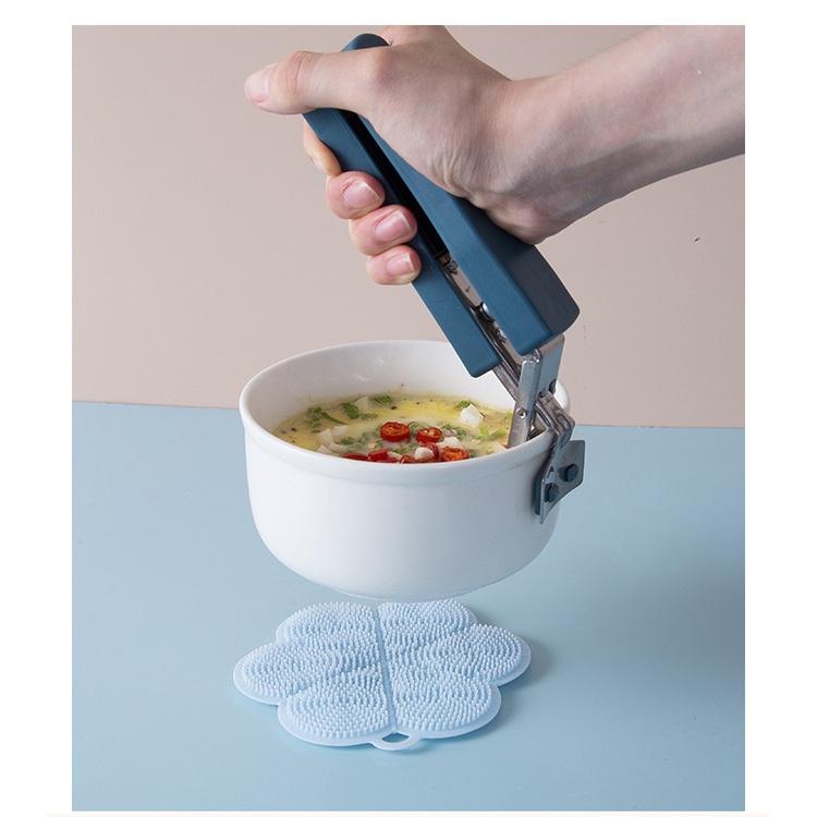 Bộ Dụng Cụ Kẹp Gắp Đồ Nóng Thức Ăn Đa Năng Inox Chống Bỏng Kèm Găng Tay, Miếng Lót Nồi Silicon