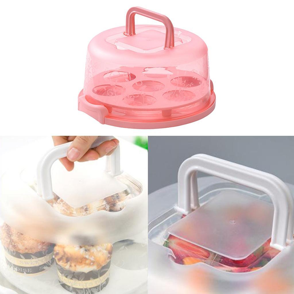 Cake Cupcake Muffin Carrier Holder Server Pink