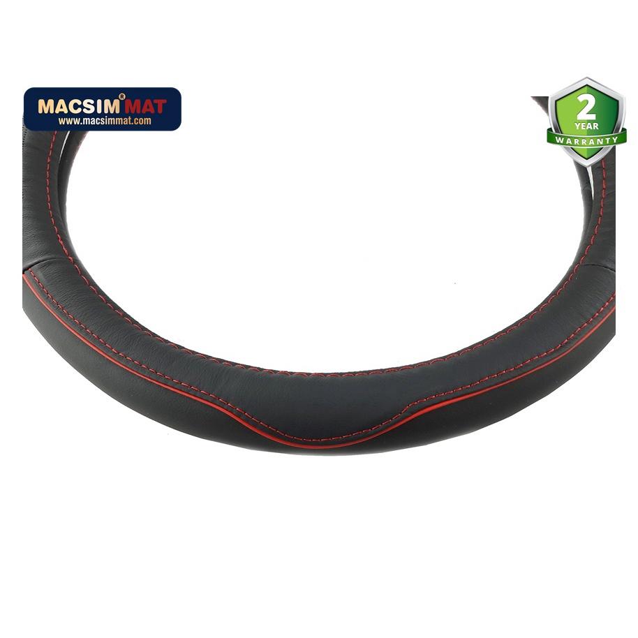 Bọc vô lăng cao cấp Honda màu đen chỉ đỏ chất liệu da thật 100% khâu tay thủ công size M -Nhãn hiệu Macsim mã 8477