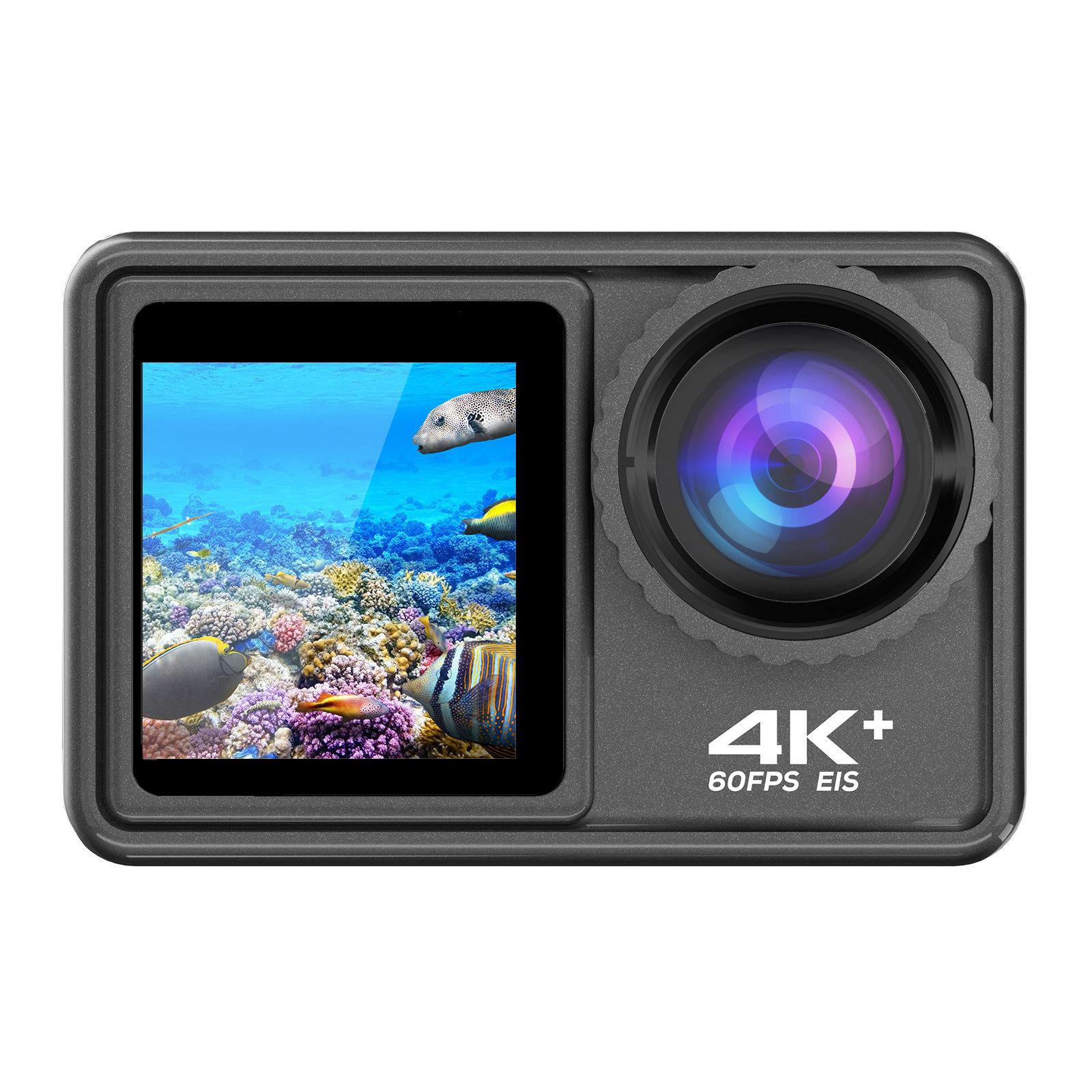 Camera hành động 4K HD 60fps Màn hình màu sắc kép ngoài trời Máy ảnh thể thao 24MP EIS chống lắc lư thấu kính có thể thay thế bộ lọc không thấm nước