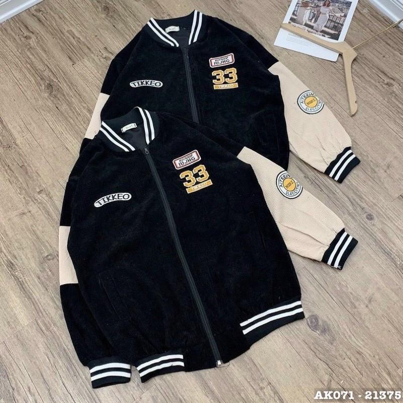 Áo Khoác Nam Nữ Kaki Nhung Tâm  Thêu TIKKEO 33 Cao Cấp Form Rộng BomBer Unisex hàng chuẩn đẹp, chất lượng ưu tiên
