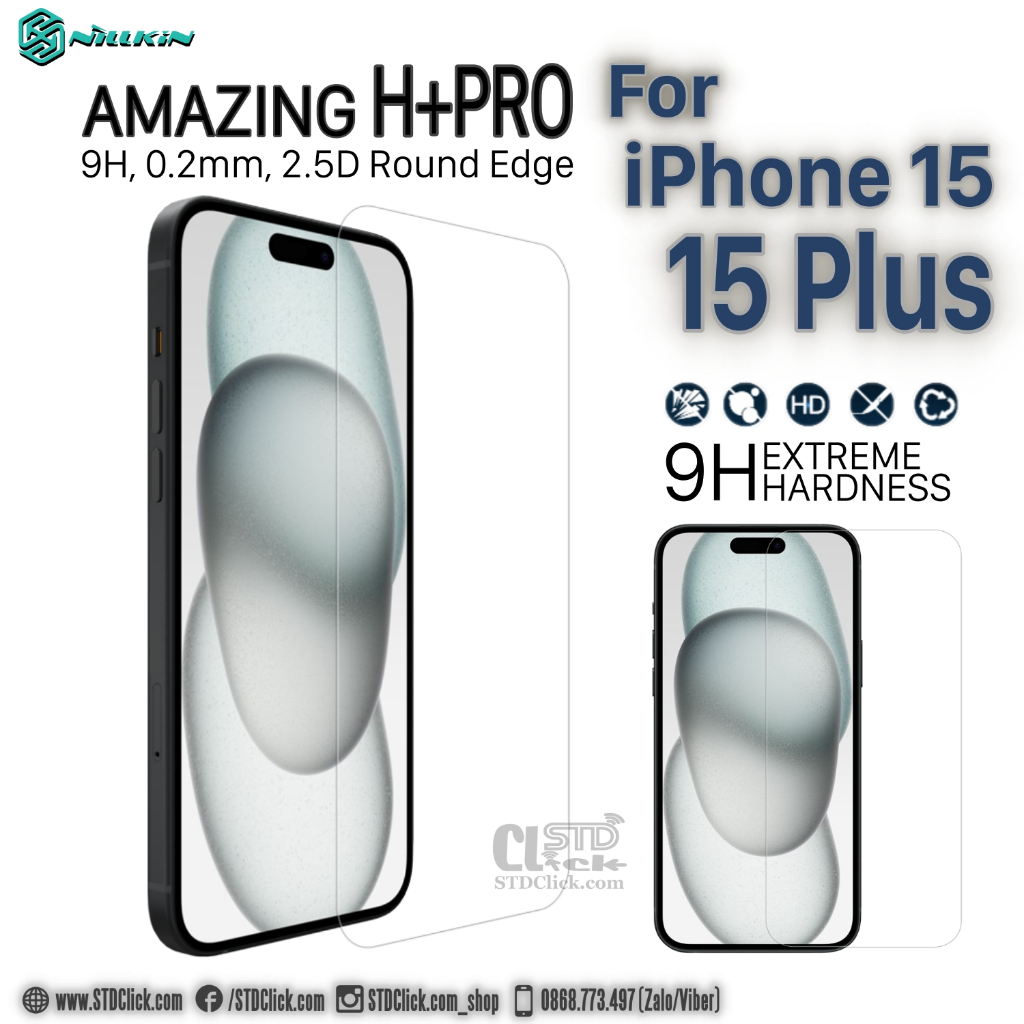 KÍNH CƯỜNG LỰC DÀNH CHO ĐIỆN THOẠI IPHONE 15 PLUS - 15 NILLKIN H+PRO 0.2MM