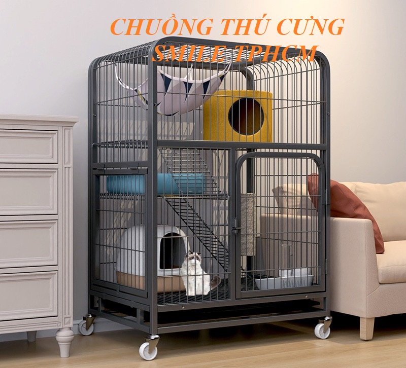 [MỚI VỀ] Chuồng Mèo Nan Ống Cao Cấp 1m05 - Chuồng Lớn - Màu Trắng, Đen