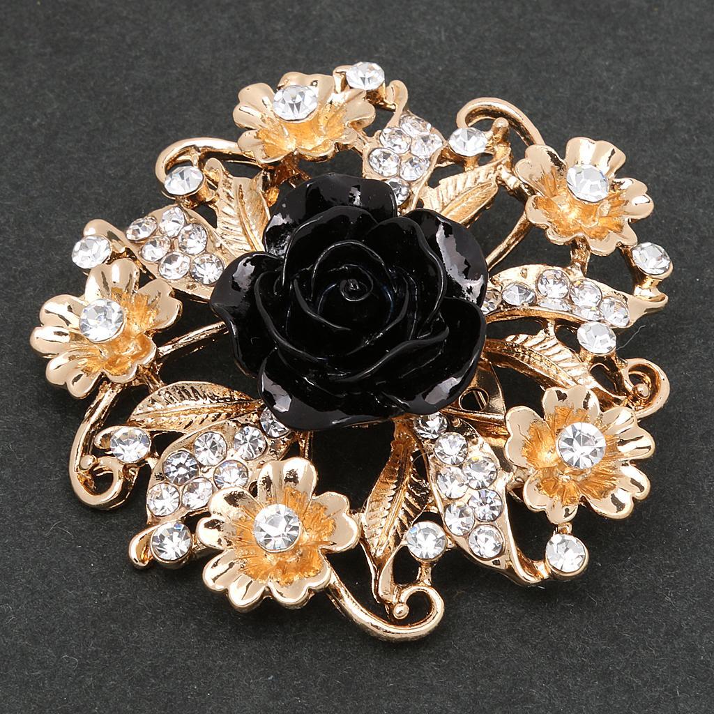 Diamante Rhinestone Flower Brooch for Wedding  Clip Scarf Buckle