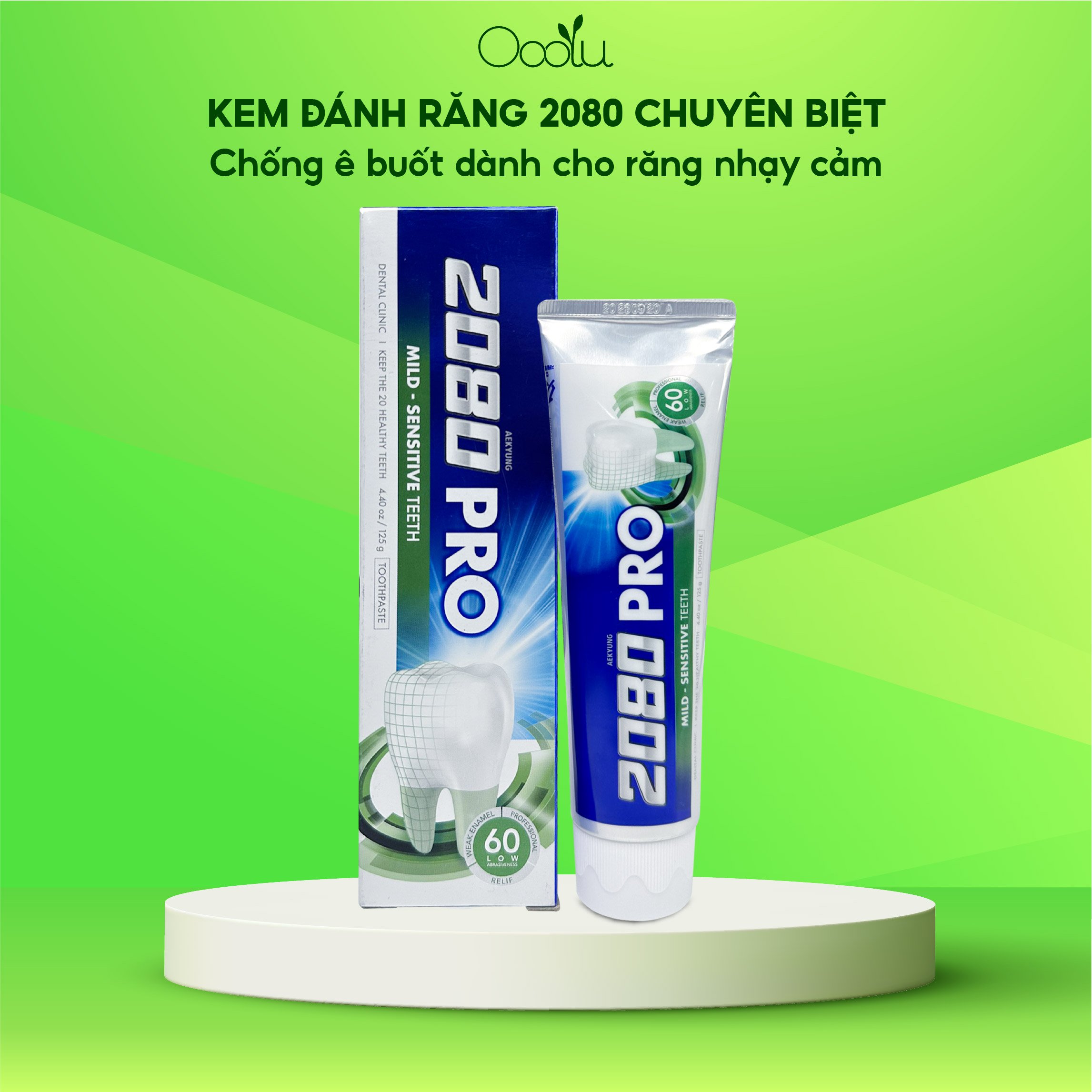 Kem đánh răng cao cấp Hàn Quốc 2080 Pro Mild Sensitive chuyên biệt chống ê buốt cho răng nhạy cảm 125g