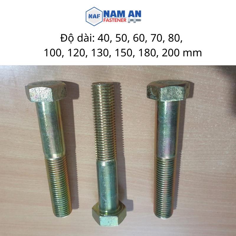 Bulong M18 cấp bền 8.8, bu lông lục giác M18, bu lông 8.8, độ dài: 40->200 mm. Màu: Đen, Vàng, Trắng