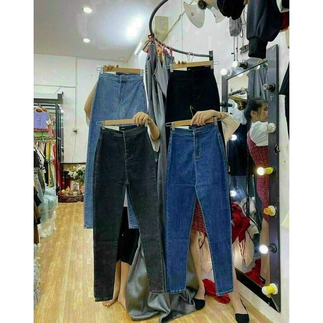 Quần jean ôm cạp siêu cao jean mềm co dãn QC l1