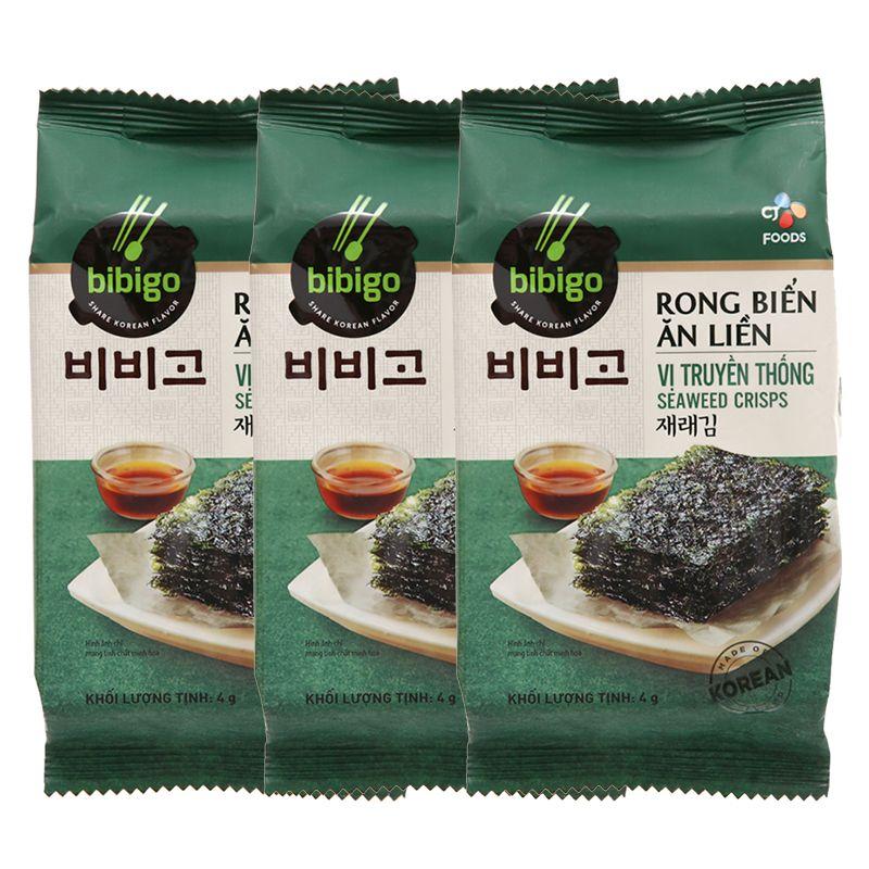 Lốc 3 Gói Rong Biển Ăn Liền Bibigo Vị Truyền Thống 4GGói – 8935297101166