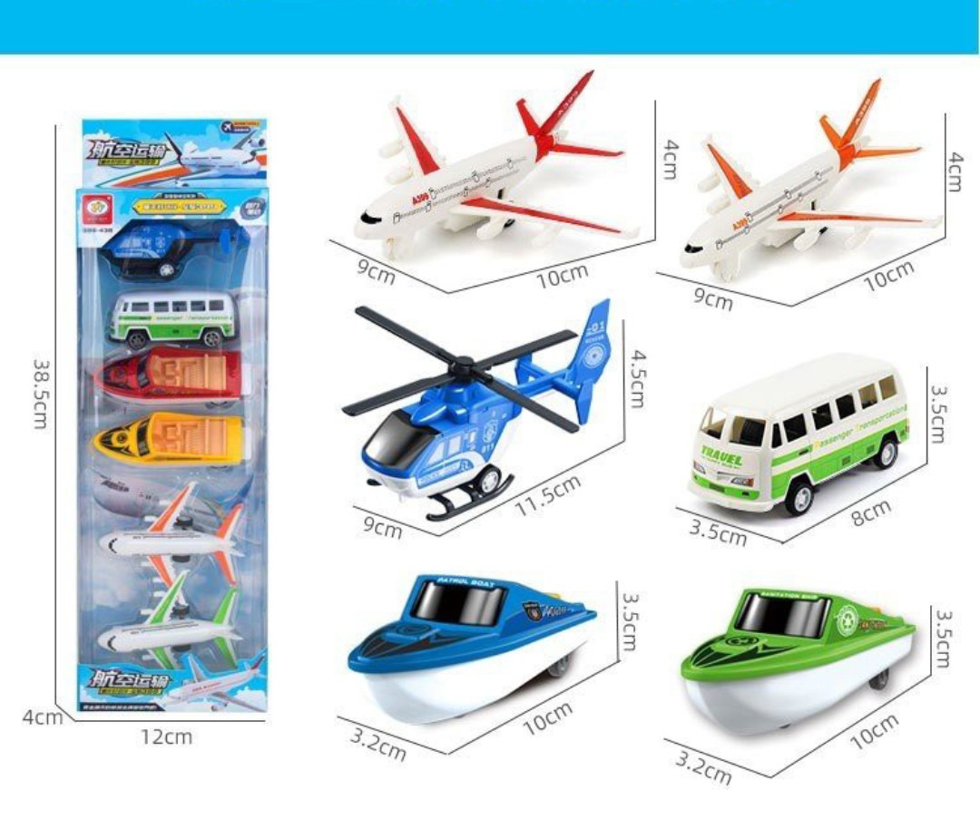 Bộ 6 Xe Tổng Hợp Mini Chạy Đà Bằng Nhựa Cho Bé
