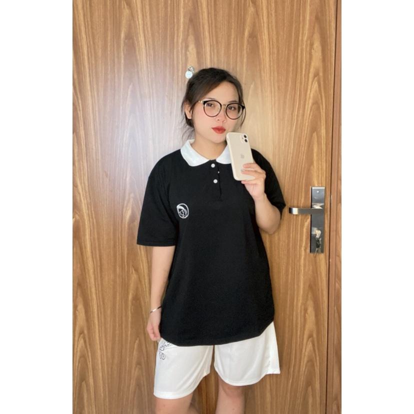 Áo polo unisex tay lỡ form rộng , áo thun cổ bẻ nam nữ chất cotton cá sấu mềm và mát, logo thêu – MayLinh shop