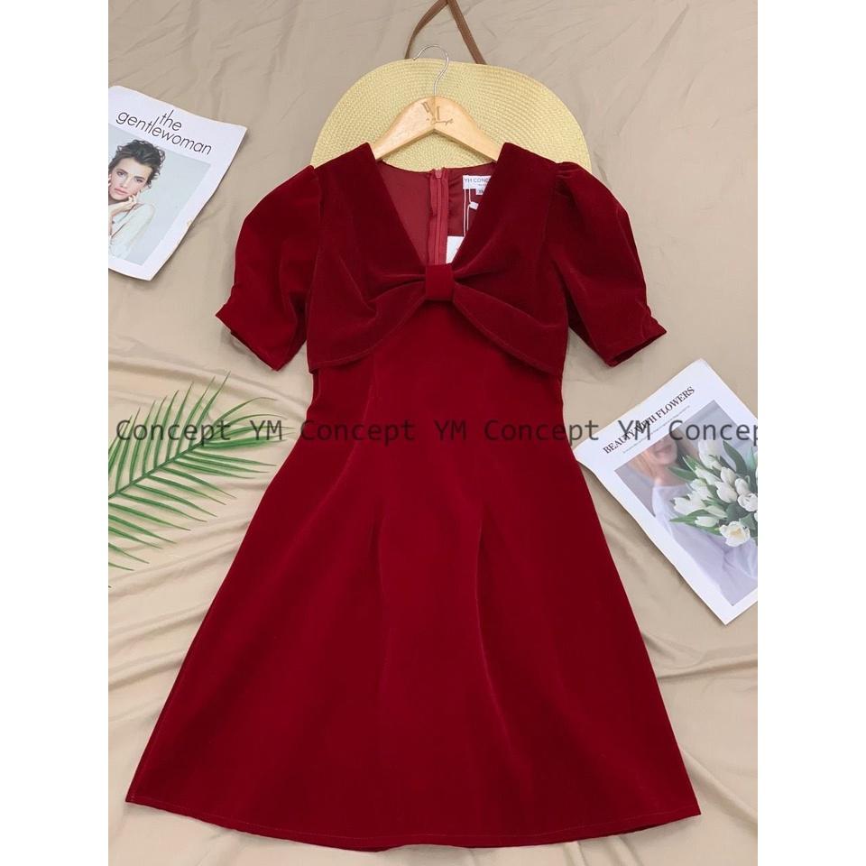 Đầm Nhung Nơ ngực Cực Xinh - D0483