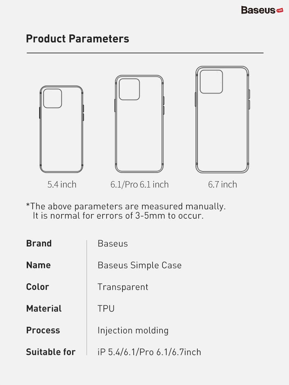 Ốp lưng trong suốt Baseus Simple Case dùng cho iPhone 12 mini / iPhone 12 / iPhone 12 Pro / iPhone 12 Promax (Ultra Slim, High Transparent, Soft TPU Silicone)_ Hàng Nhập Khẩu 