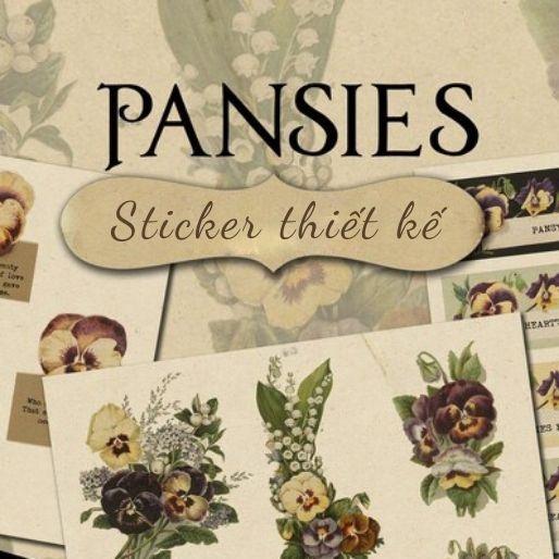 sticker sheet pansies - hình dán thiết kế trang trí sổ nhật kí, sổ tay | Bullet journal sticker - uni038