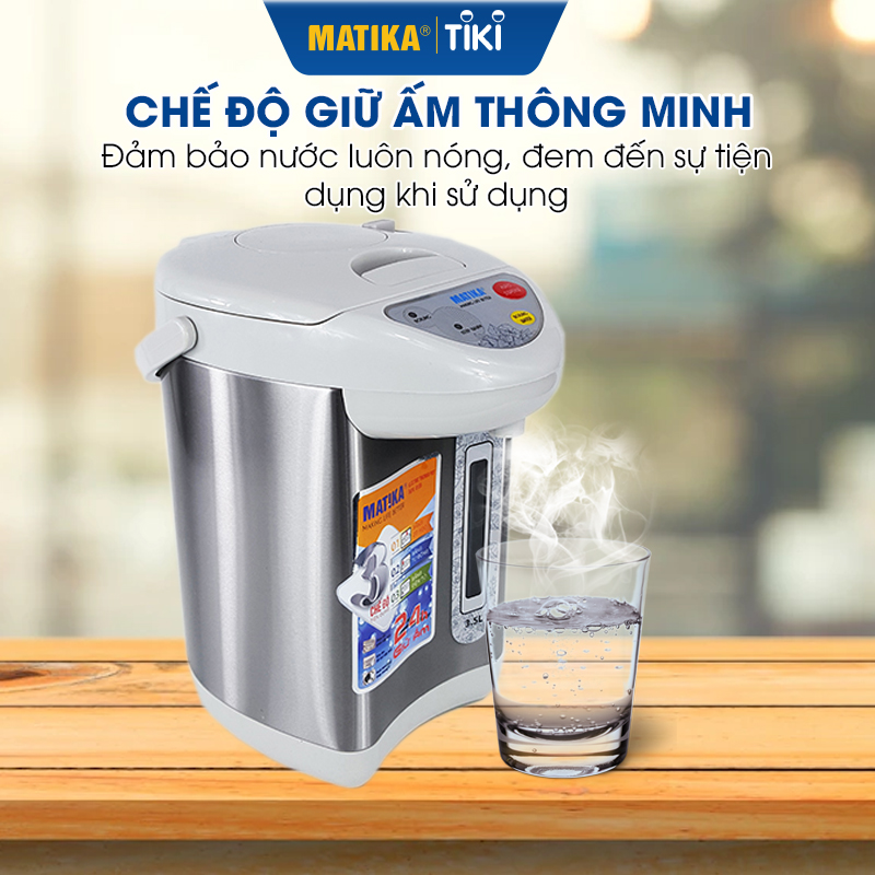 Bình thủy điện Matika MTK-8135 (3,5L) chức năng đun sôi và giữ ấm thông minh ( Hàng chính hãng)