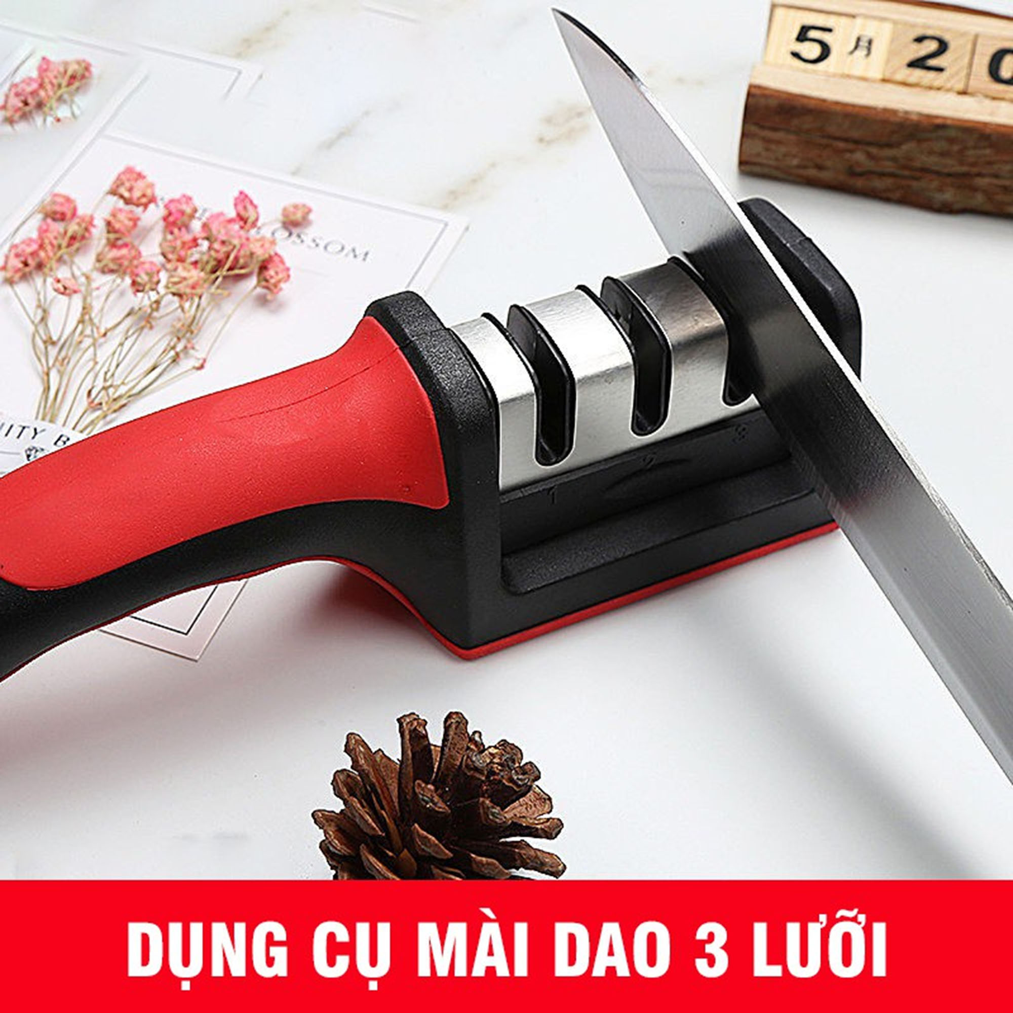 Dụng Cụ Mài Dao Kéo TOKDODO Đa Năng 3 Ngăn