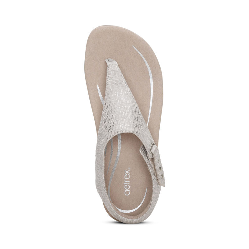 Giày sandal sức khỏe nữ Aetrex Ellie Grey - nâng vòm giảm đau chân, đệm đế memory foam