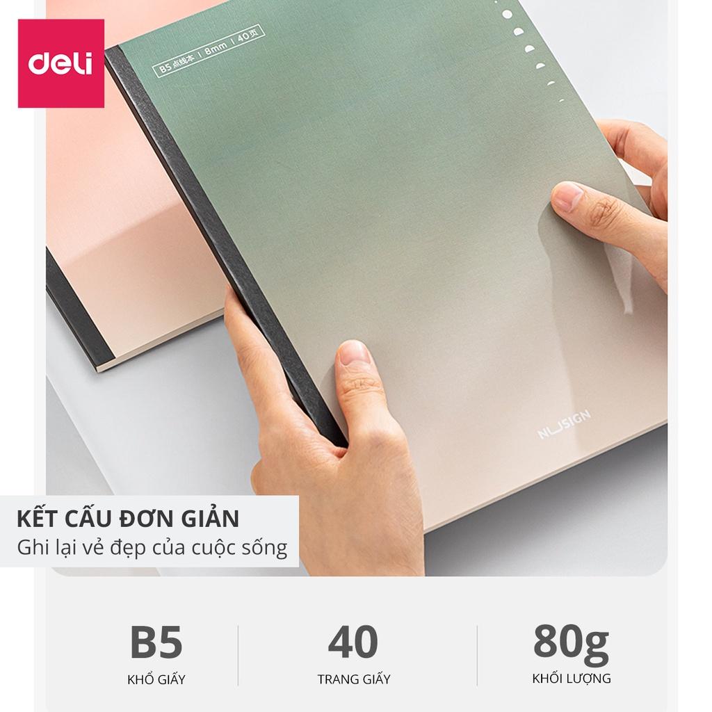 Sổ Tay Ghi Chép Dán Gáy Kẻ Ngang 80 Trang Khổ A5 B5 Vintage Cao Cấp Nusign Deli - Màu Pastel Làm Sổ Planner Sổ Kế Hoạch Phù Hợp Học Sinh Văn Phòng - NS284 NS285