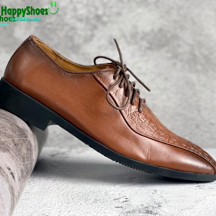 Giày Da Bò Vân Cá Sấu Nam Công Sở, Hàng Việt Xuất Xịn - HS48 đen