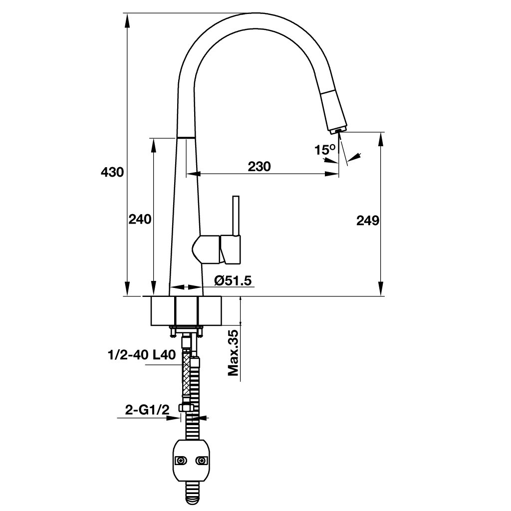 VÒI RỬA BÁT HAFELE HT19-CH1F250/ 570.51.000- Hàng chính hãng