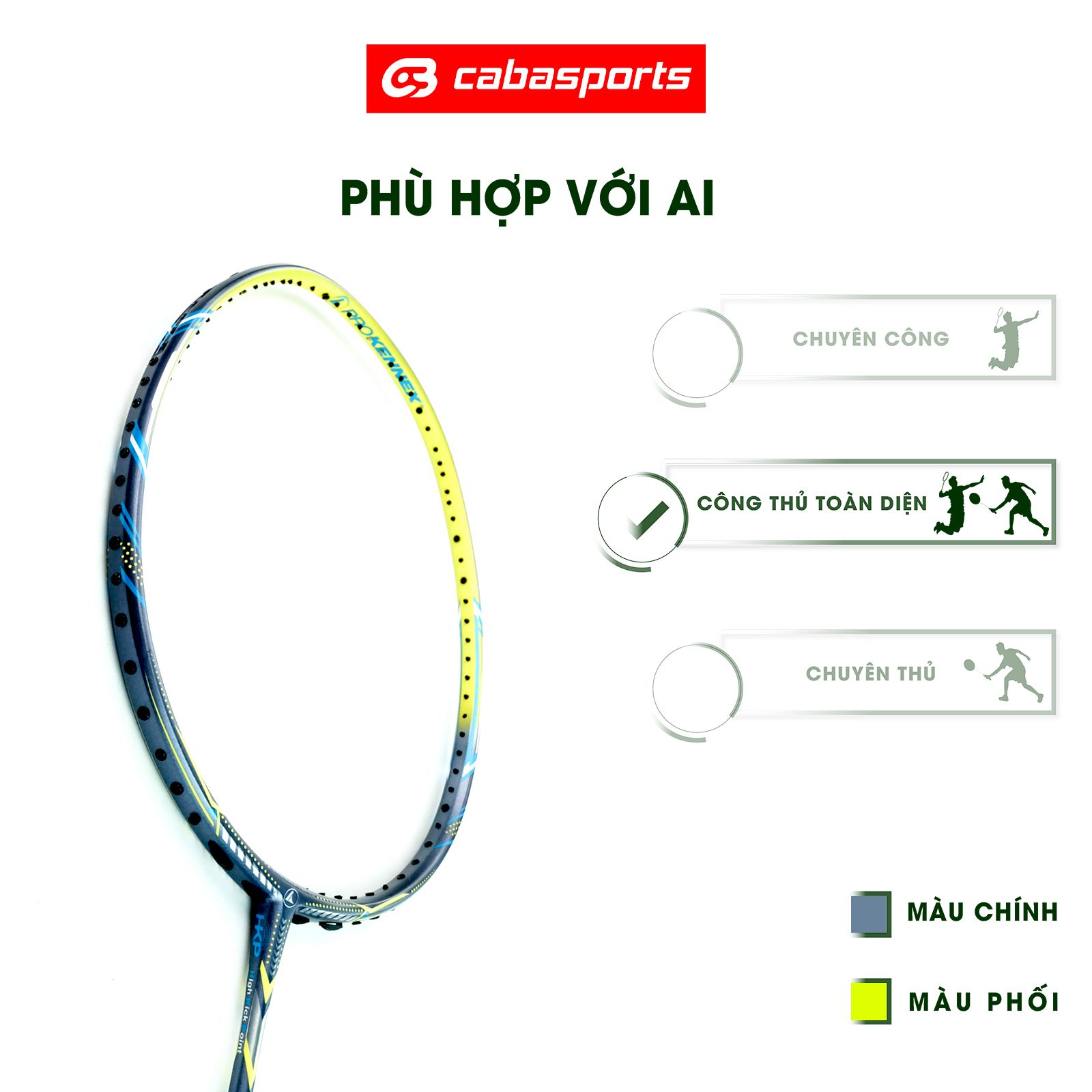 Vợt cầu lông Prokennex KINETIC EXTREME SPEED chính hãng cao cấp công thủ toàn diện (1 cây) - Tặng kèm quấn cán và túi vải Cabasports