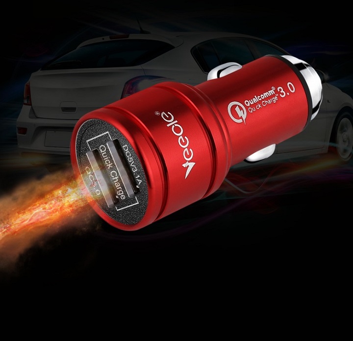 Tẩu Sạc Nhanh Ô Tô 2USB Veecle QC3.0 Thiết Kế Sang Trọng, Quý Phải