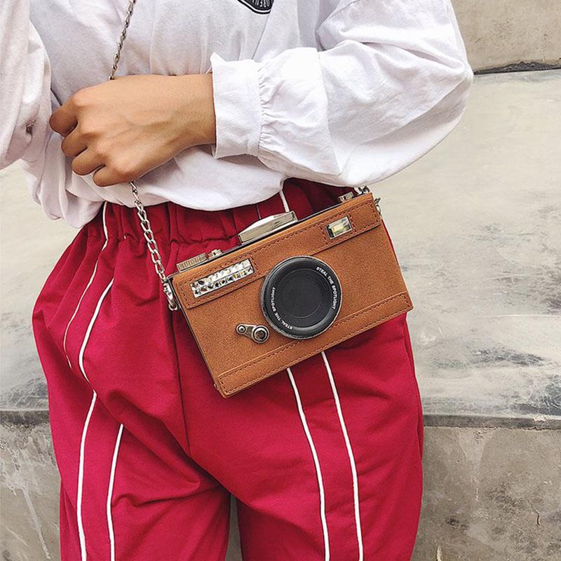 Phụ Nữ Cá Tính Máy Ảnh Thời Trang Hình Ly Hợp Dép Nữ Mini Túi Đeo Chéo Nhỏ Túi Ví