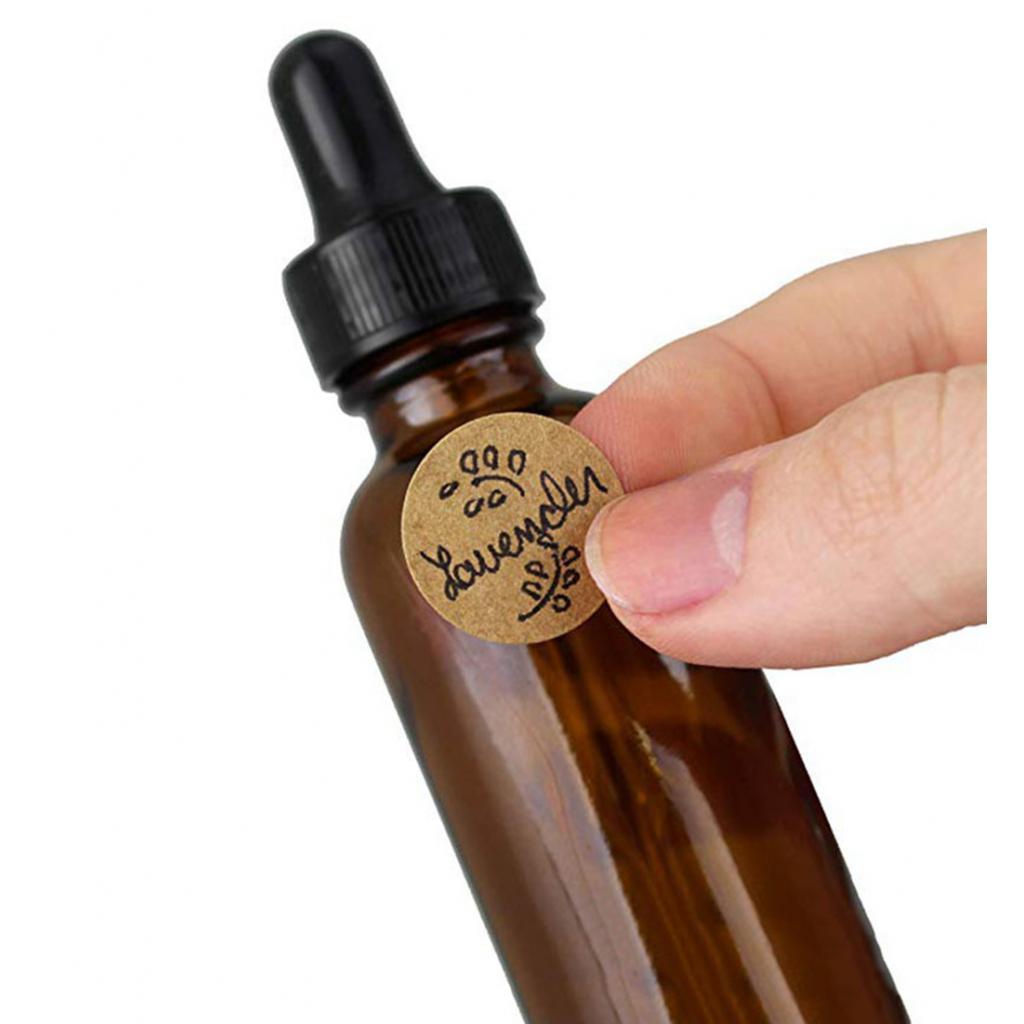 500pcs/Roll Kraft Paper Round Blank Stickers Adhesive Craft Label Brown 25mm