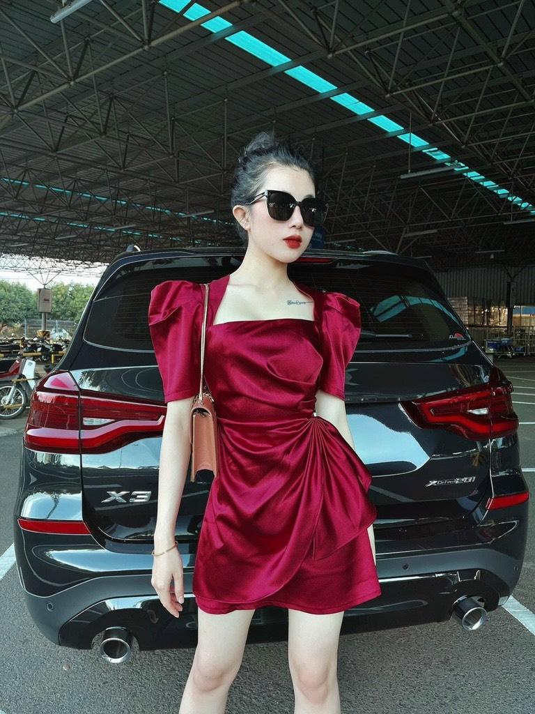 ĐẦM BODY TRẮNG ĐỎ BÈO HÔNG CELON DRESS 12850