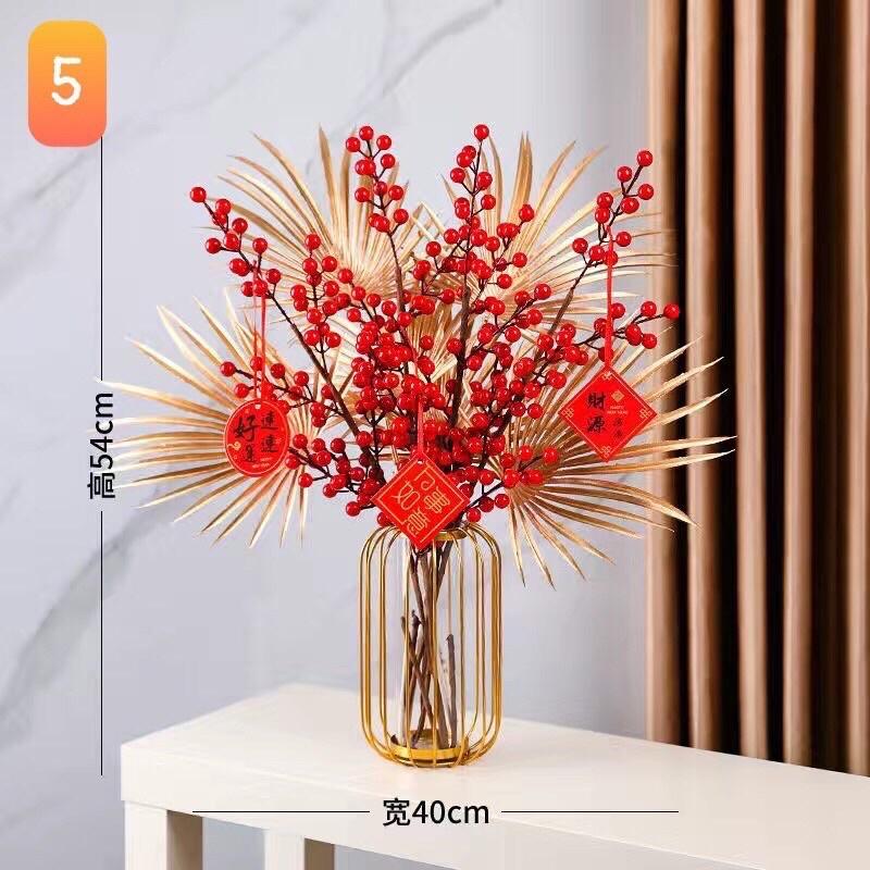 Cành lá rẻ quạt, tai chuột phủ vàng mix đào đông rất đep cao cấp 70-90cm