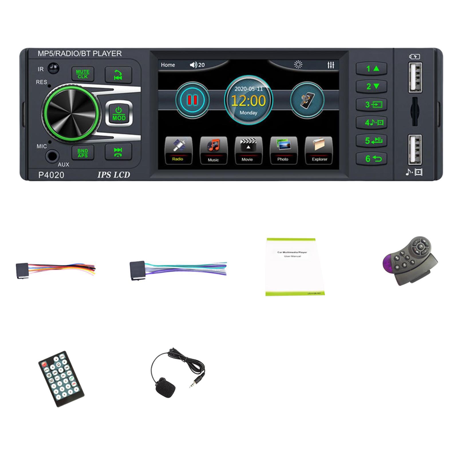 3.8 inch Bluetooth Car Radio 1 Din Rear  Charge MP3 Dual USB Standard