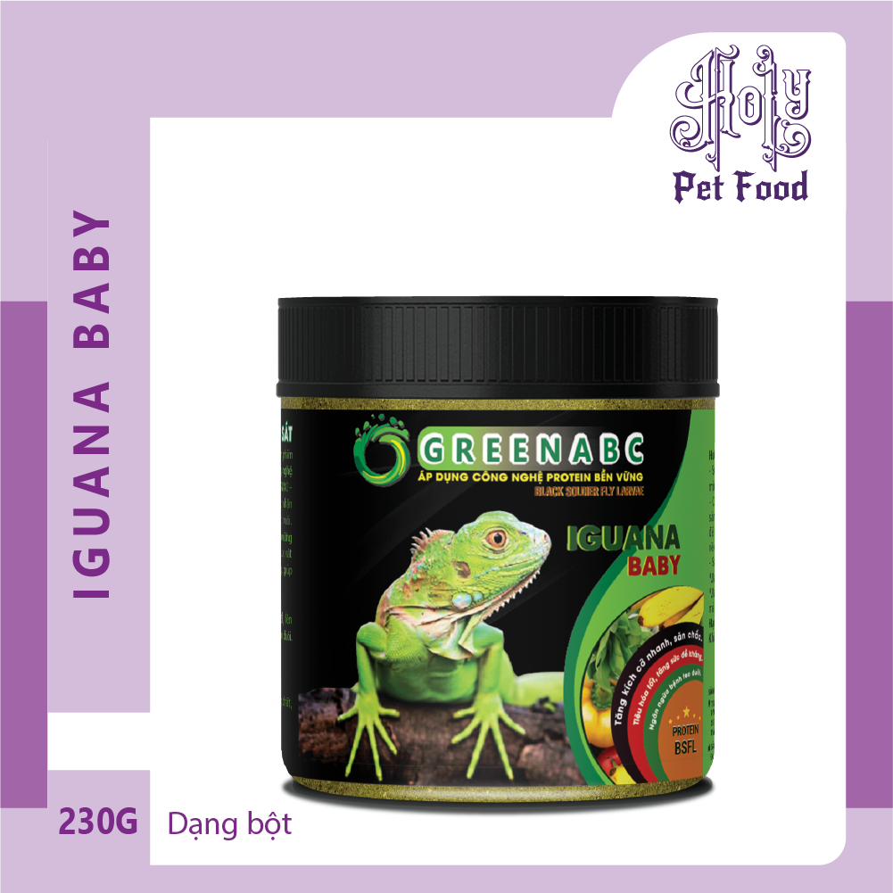 Thức ăn Iguana Baby, Rồng Nam Mỹ baby từ mới nở đến 9x - Tiêu hóa tốt, lột da thường xuyên, lên màu đẹp - hộp 230g