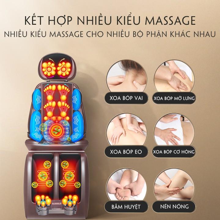 Ghế massage toàn thân, hồng ngoại, máy massage hồng ngoại thư giãn trị liệu siêu êm 16 đầu Xoay cổ cải thiện sức khỏe cơ thể