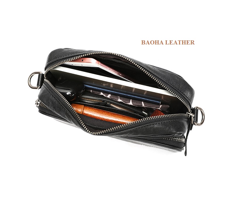 Túi đeo chéo nam nhỏ da bò cao cấp BHM6311 Túi đeo vai da thật nguyên tấm | BAOHA LEATHER