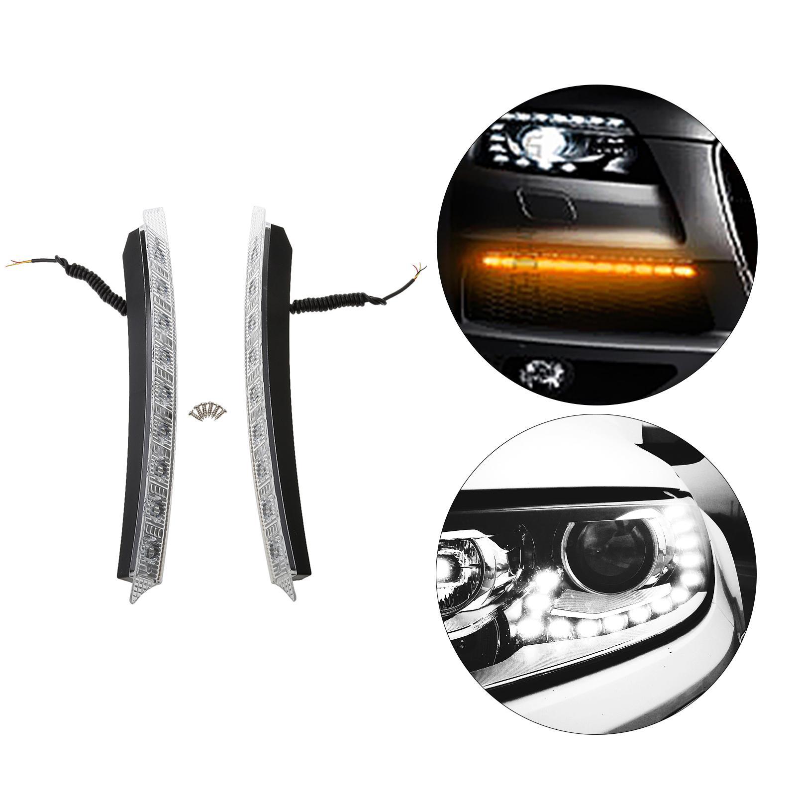 2x White&Amber LED Daytime Running Light for  C6 A6 S6 Q5 Q7  E90 E92