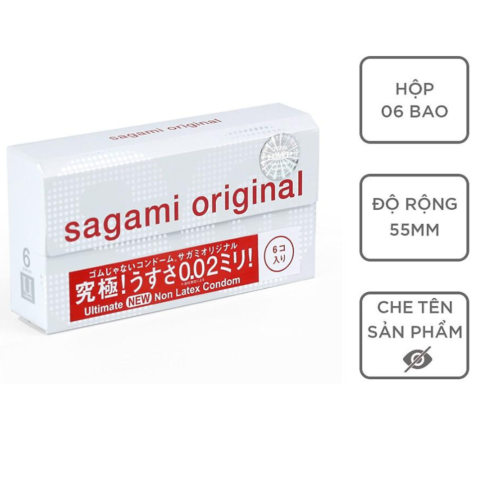 Bao cao Su Sagami Original Siêu Mỏng 0,02 mm Hộp 6 Chiếc Nhật Bản