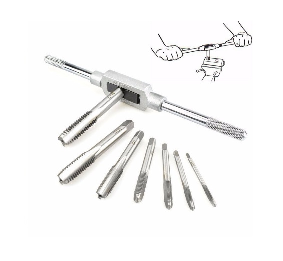 Bộ 7 mũi taro + Tay quay taro M3 - M12 dài 190mm