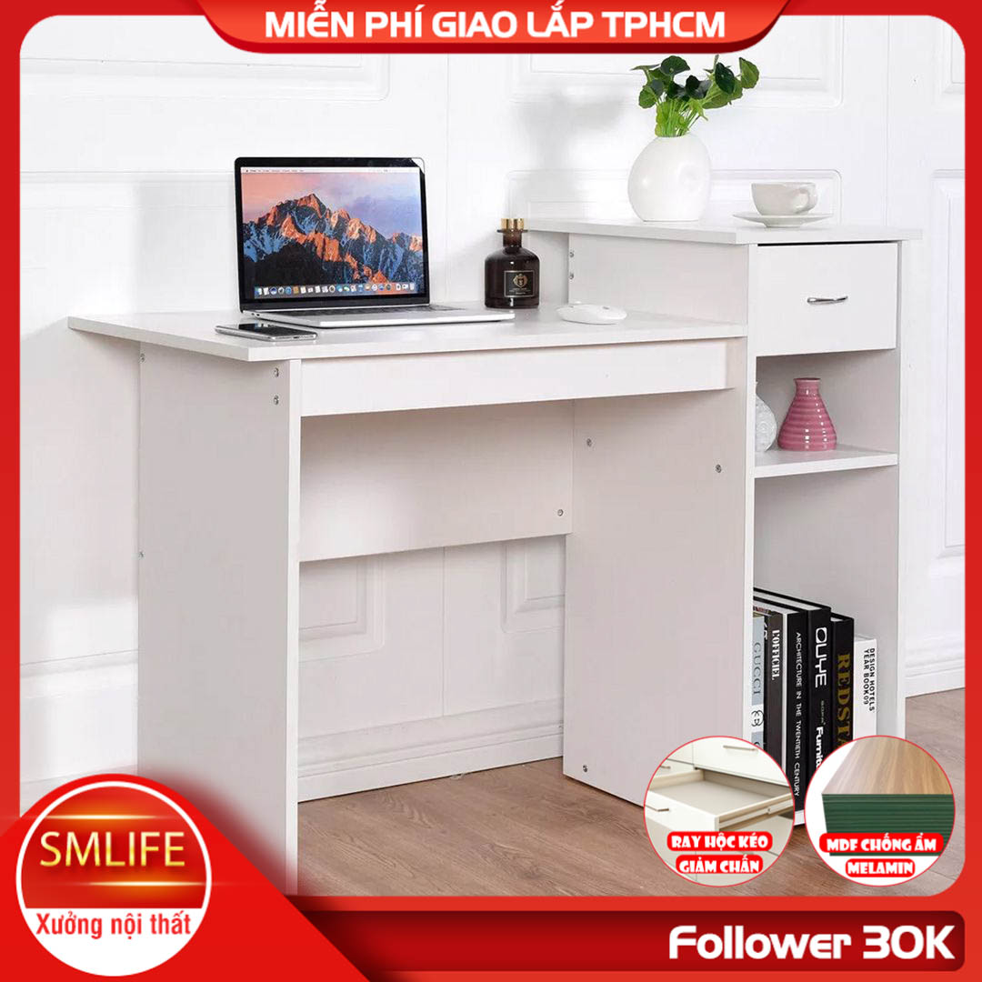 Bàn làm việc, bàn học gỗ hiện đại SMLIFE Darlene  | Gỗ MDF dày 17mm chống ẩm | D110xR45xC85cm