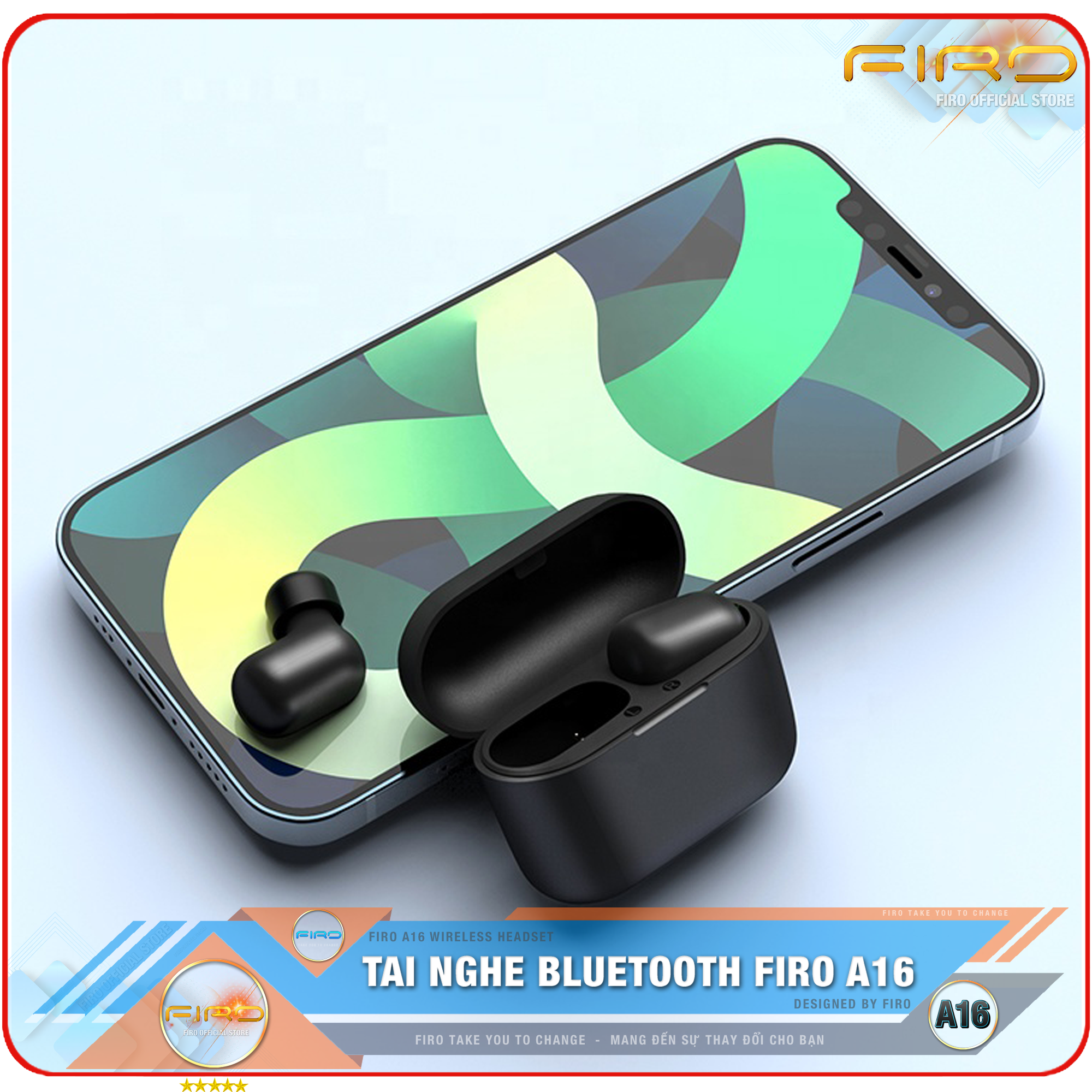 Tai Nghe Bluetooth Nhét Tai Không Dây FIRO A16 -Pin Dock Sạc 380mAh-Thời Gian Sử Dụng 5 Giờ Liên Tục-Điều Khiển Cảm Ứng Thông Minh-Công Nghệ Kháng Nước IPX5-Phù Hợp Với Tất Cả Dòng Máy-Hàng Chính Hãng