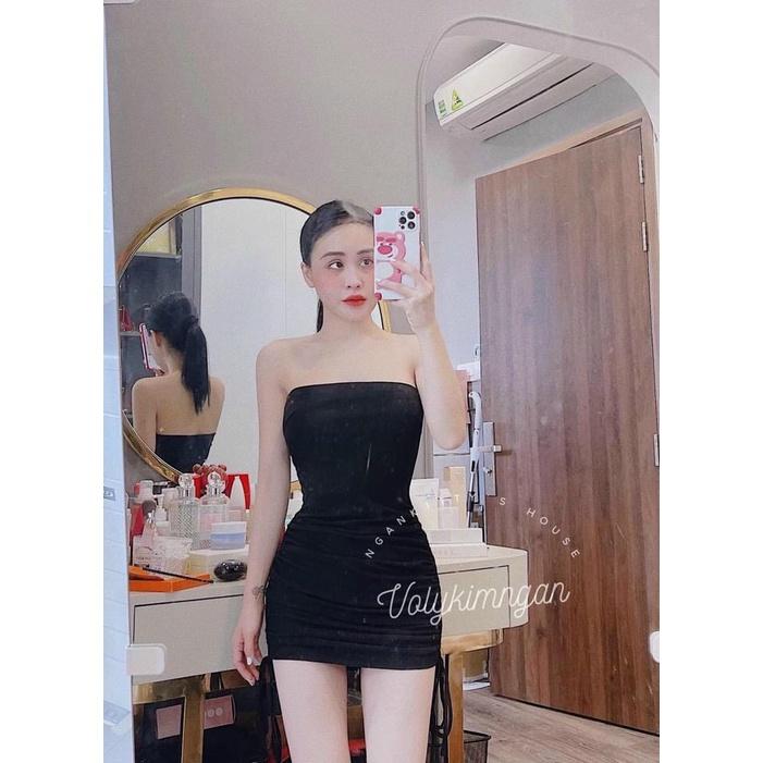 Đầm body 2 dây rút dây 2 bên eo siêu tôn dáng