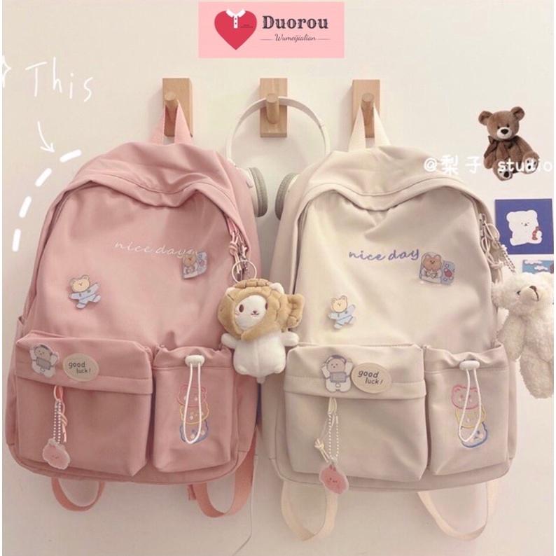 BALO ULZZANG 2 LỚP CHỐNG NƯỚC THỜI TRANG ĐI HỌC ĐI CHƠI DẼ THƯƠNG ĐÁNG YÊU - Cặp xách dễ thương