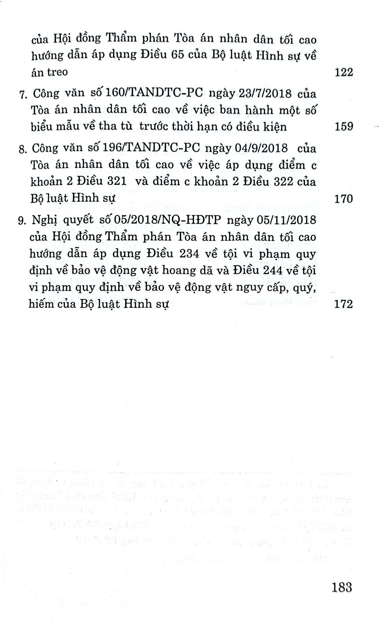 Văn bản pháp luật hướng dẫn thi hành và áp dụng Bộ luật hình sự hiện hành