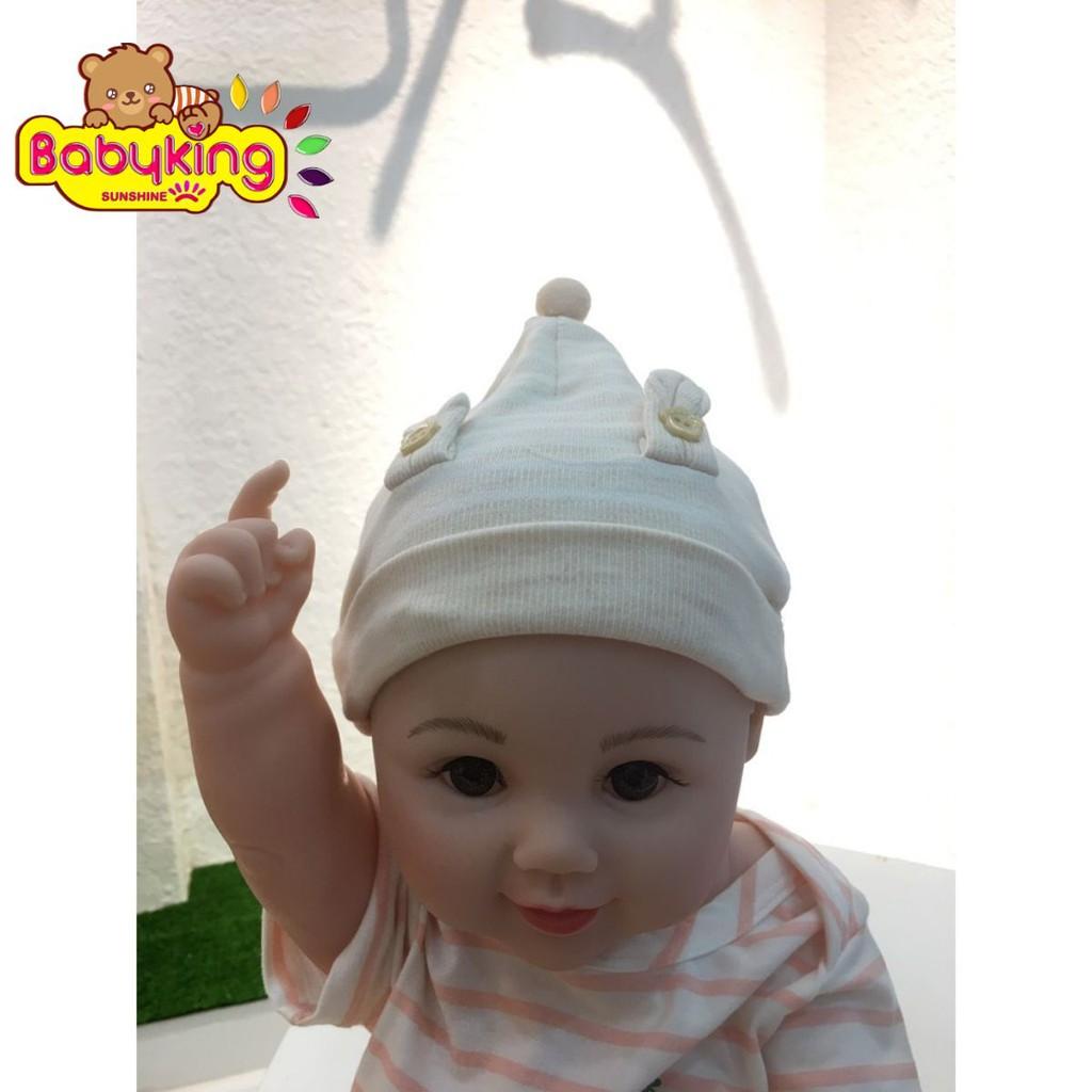 Nón em bé kiểu tai thỏ , chất liệu cotton 100% , thương hiệu Aiueo Nhật Bản