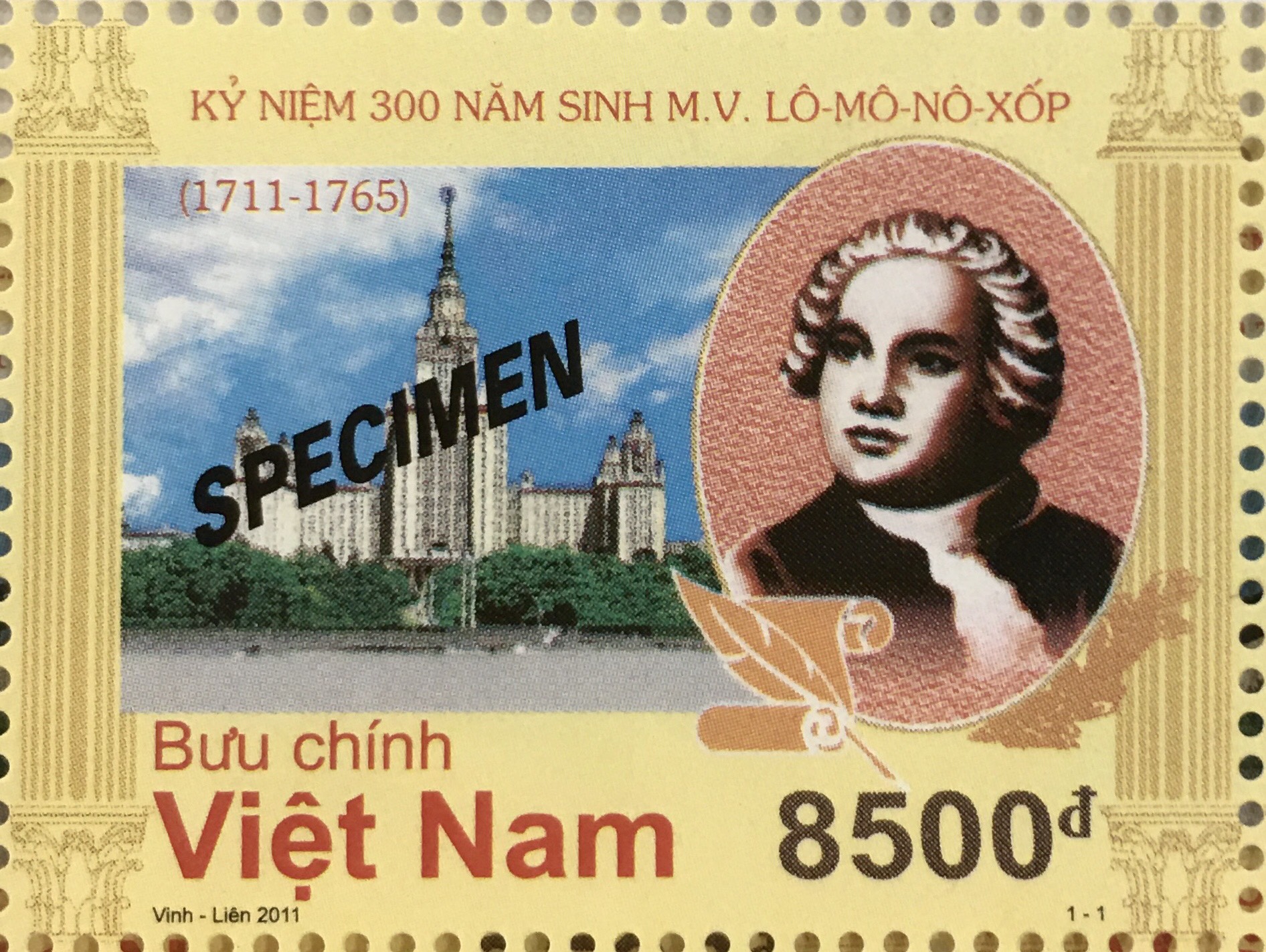 Tem Việt Nam Kỷ niệm 300 năm sinh M.V. Lô-mô-nô-xốp