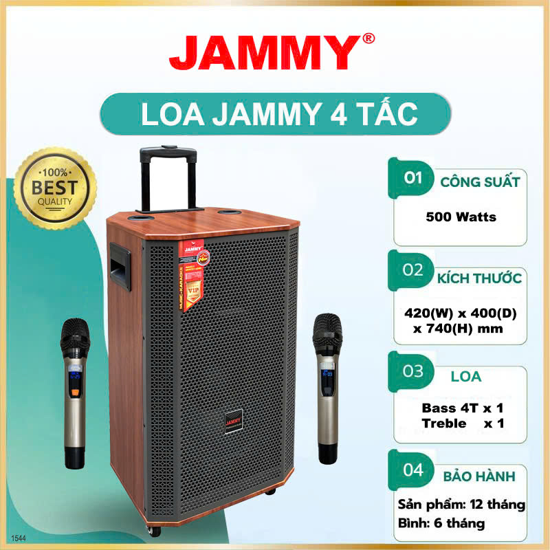 Loa kéo hát karaoke bass 4 tấc Jammy F1544K - Công suất 500W- Hàng chính Hãng