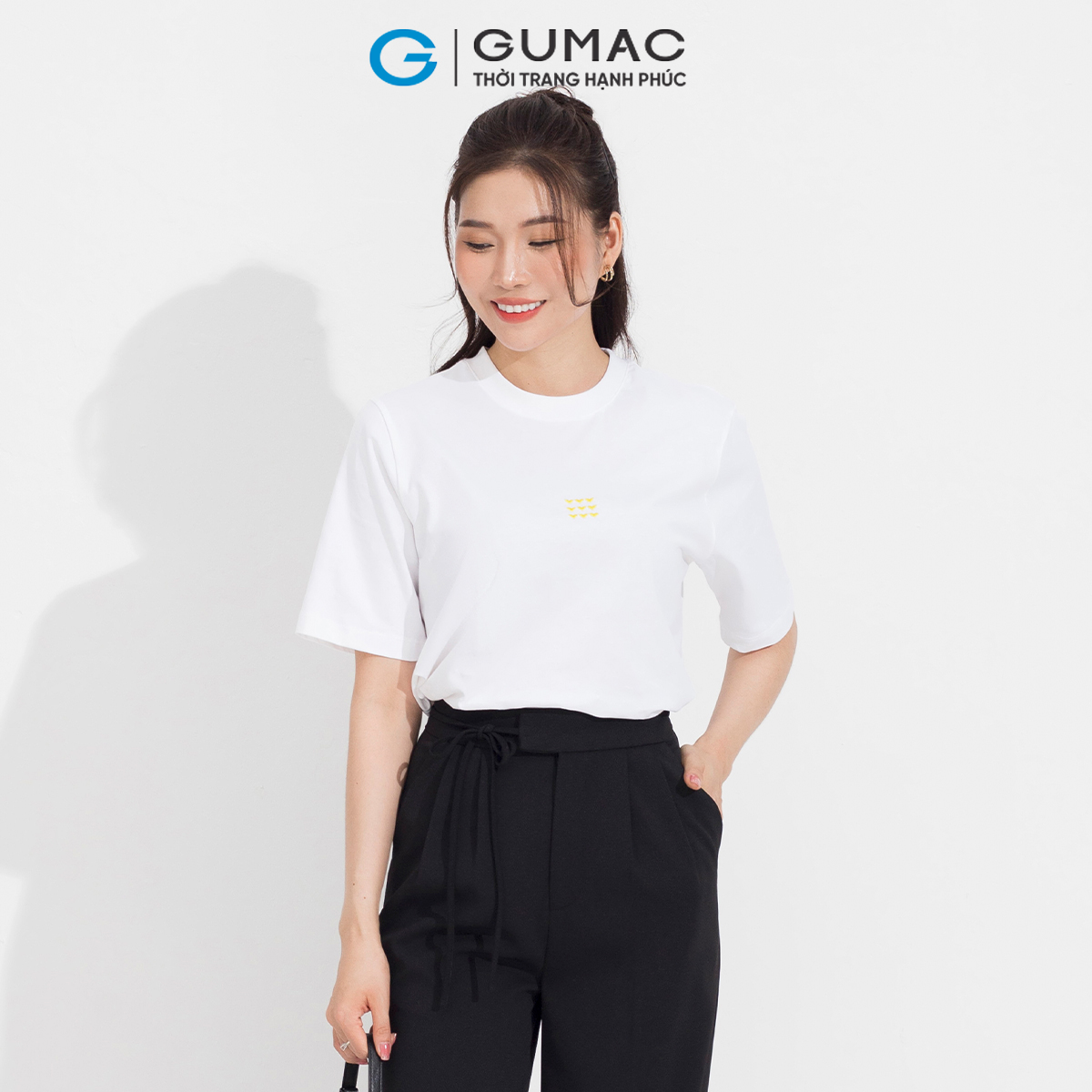 Áo thun nữ tay ngắn thêu hình dễ thương trẻ trung năng động thời trang GUMAC ATD05052
