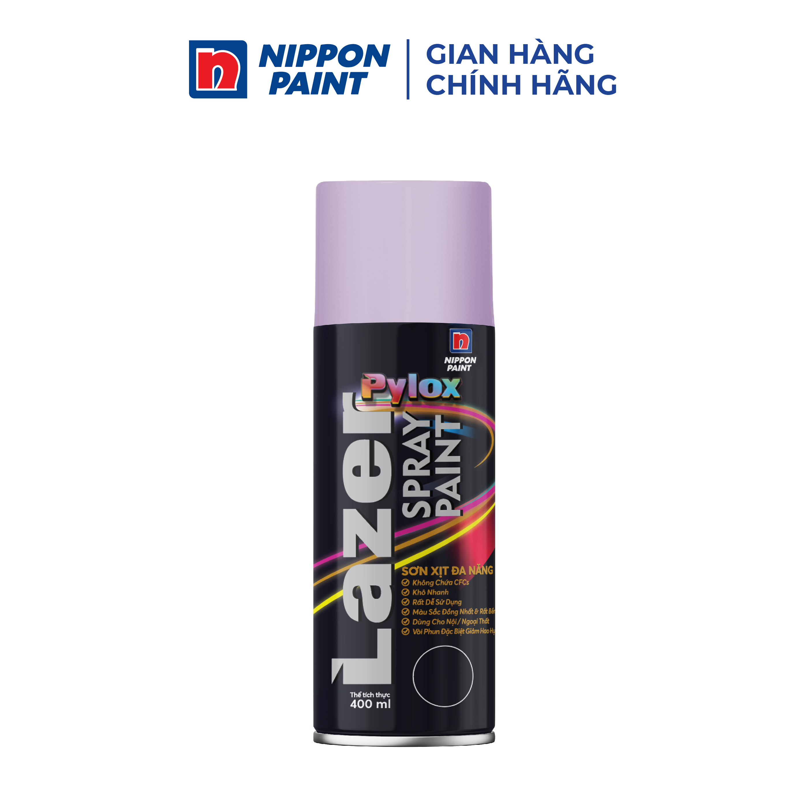 Sơn xịt đa năng Pylox Lazer  - 325 LIGHT VIOLET - Chính hãng NIPPON PAINT - Dung tích 400ml