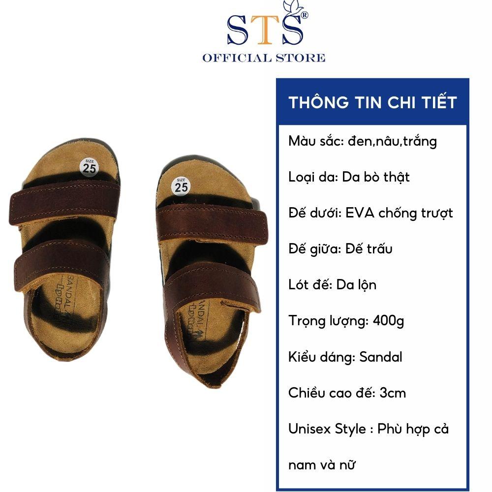Dép SanDal Trẻ Em Dép da bò thật nguyên tấm Bioline đế trấu quai ngang êm ái thời trang tốt cho sức khỏe bé mã STK07