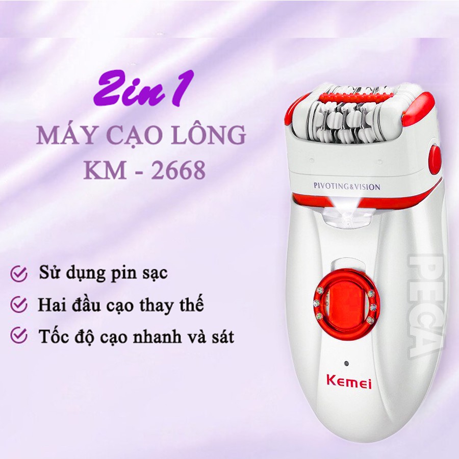 Máy tẩy lông tẩy và nhổ lông toàn thân, cạo lông tay chân, tẩy sạch lông vùng bikini sử dụng pin sạc chuyên nghiệp điều chỉnh 2 Đầu Thay Thế